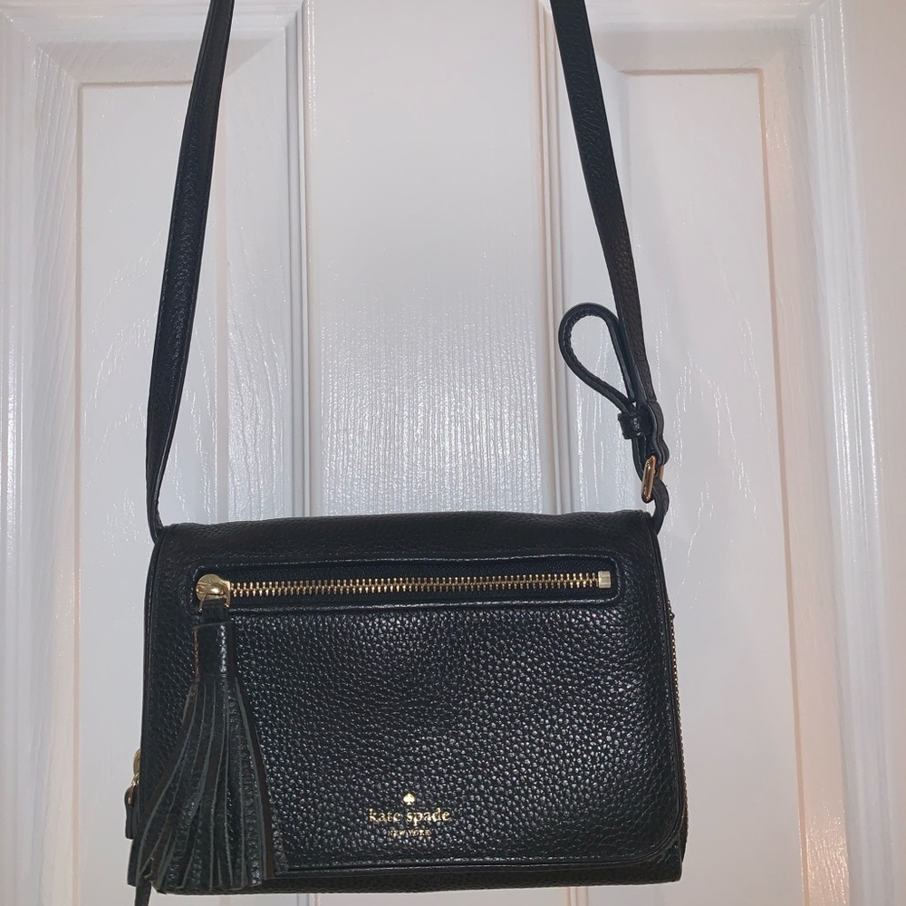 Kate Spade black leather crossbody bag